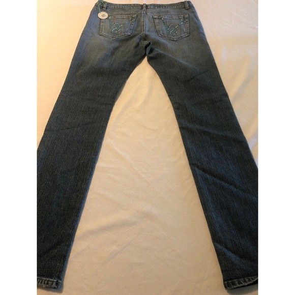 Bebe Women's Jeans Sophie Bootcut Rhinestones Distressed Size 30 X 34 NWT - Picture 7 of 10